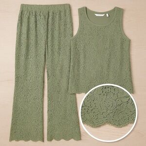 Isaac Mizrahi Live! Green Lace 2-Piece Set – Size Small